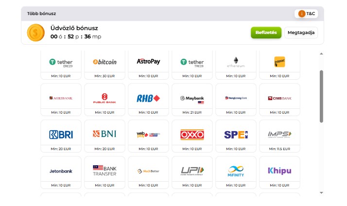 Verde Casino Payment Methods